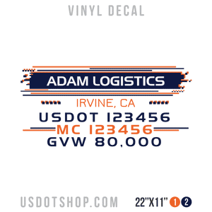 Truck Door Decal, Company Name, Location, USDOT, MC, GVW
