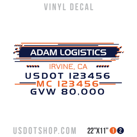 Truck Door Decal, Company Name, Location, USDOT, MC, GVW