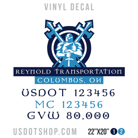 Truck Door Decal, Company Name, Location, USDOT, MC, GVW