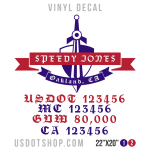 Truck Door Decal, Company Name, Location, USDOT, MC, GVW, CA