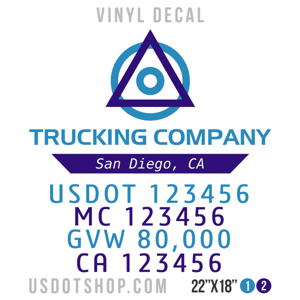 Truck Door Decal, Company Name, Location, USDOT, MC, GVW, CA