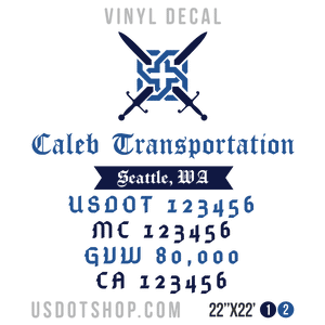 Truck Door Decal, Company Name, Location, USDOT, MC, GVW, CA