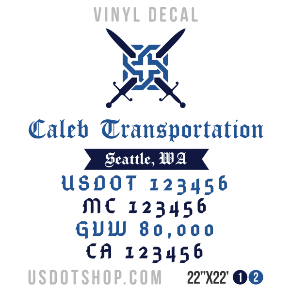 Truck Door Decal, Company Name, Location, USDOT, MC, GVW, CA
