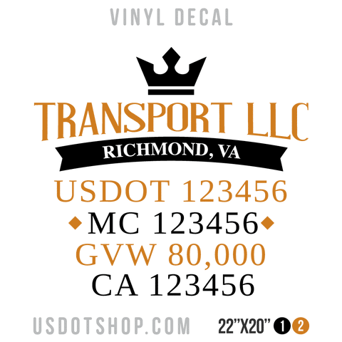Truck Door Decal, Company Name, Location, USDOT, MC, GVW, CA