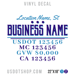 Truck Door Decal, Company Name, Location, USDOT, MC, GVW, CA