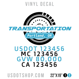 Company Name 1 Line + 5 Location Or Regulation Numbers Truck Lettering Decal (USDOT, MC, GVW, CA), 2 Pack
