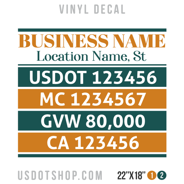 Truck Door Decal, Company Name, Location, USDOT, MC, GVW, CA