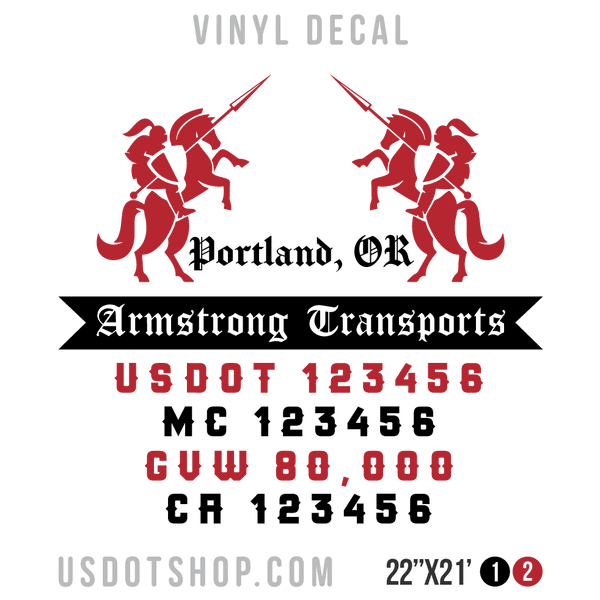 Truck Door Decal, Company Name, Location, USDOT, MC, GVW, CA