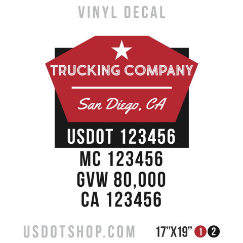 Truck Door Decal, Company Name, Location, USDOT, MC, GVW, CA