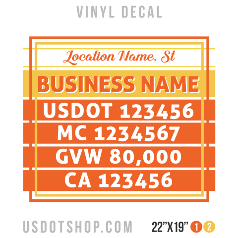 Truck Door Decal, Company Name, Location, USDOT, MC, GVW, CA