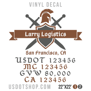 Truck Door Decal, Company Name, Location, USDOT, MC, GVW, CA