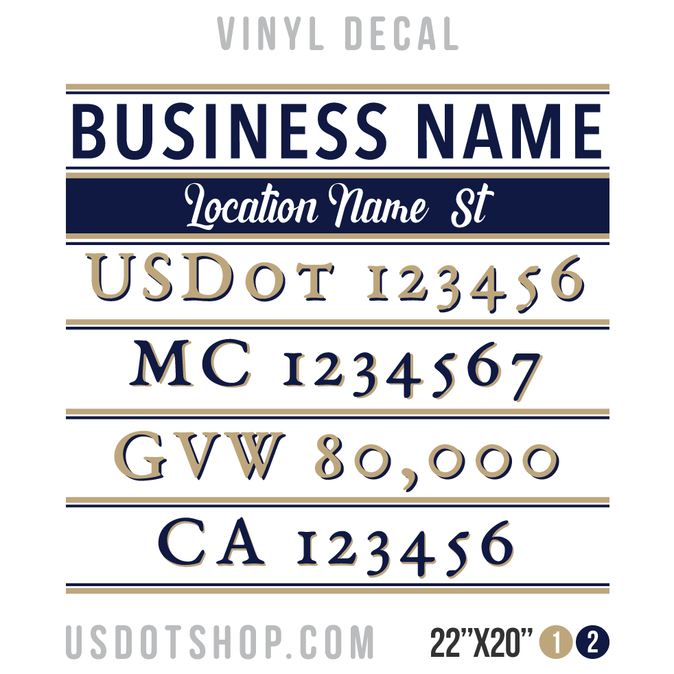Truck Door Decal, Company Name, Location, USDOT, MC, GVW, CA