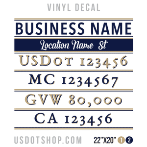 Truck Door Decal, Company Name, Location, USDOT, MC, GVW, CA