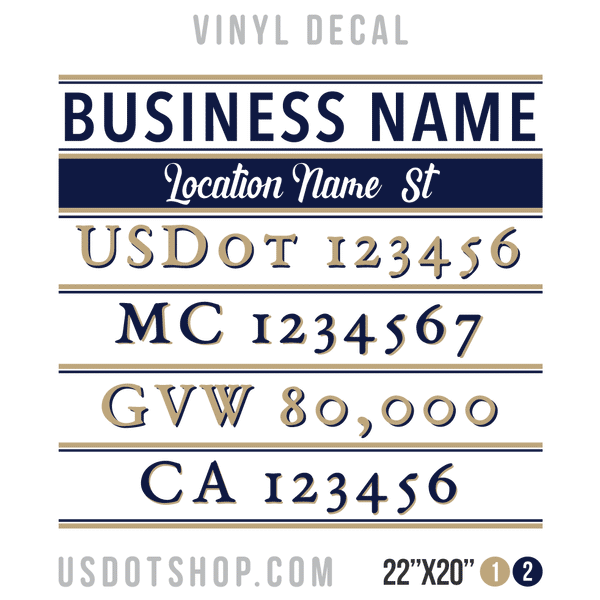 Truck Door Decal, Company Name, Location, USDOT, MC, GVW, CA
