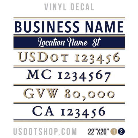 Truck Door Decal, Company Name, Location, USDOT, MC, GVW, CA