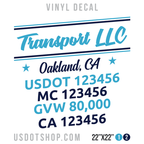 Truck Door Decal, Company Name, Location, USDOT, MC, GVW, CA