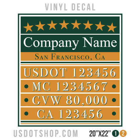 Truck Door Decal, Company Name, Location, USDOT, MC, GVW, CA