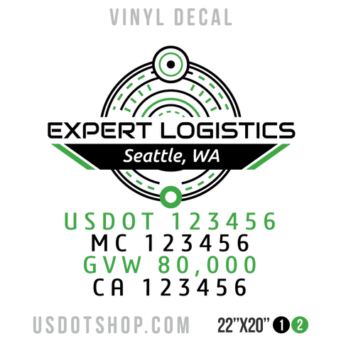 Truck Door Decal, Company Name, Location, USDOT, MC, GVW, CA