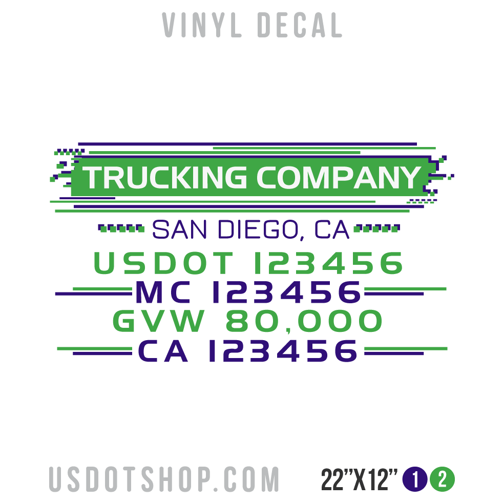 Truck Door Decal, Company Name, Location, USDOT, MC, GVW, CA