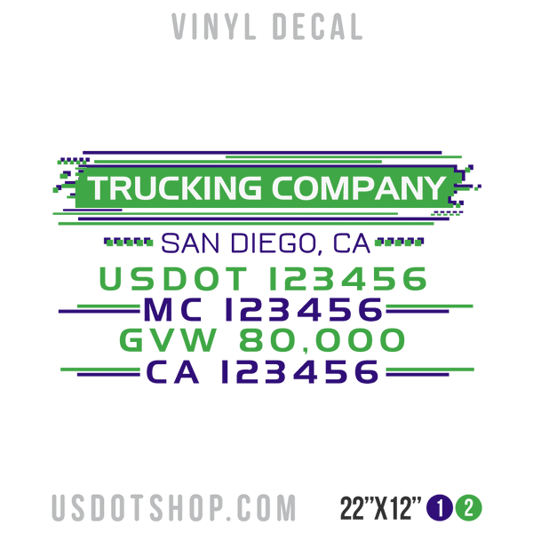 Truck Door Decal, Company Name, Location, USDOT, MC, GVW, CA