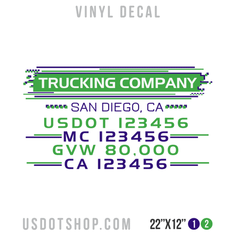 Truck Door Decal, Company Name, Location, USDOT, MC, GVW, CA
