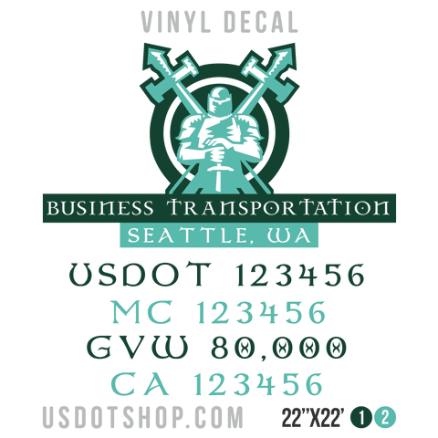 Truck Door Decal, Company Name, Location, USDOT, MC, GVW, CA