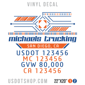 Truck Door Decal, Company Name, Location, USDOT, MC, GVW, CA