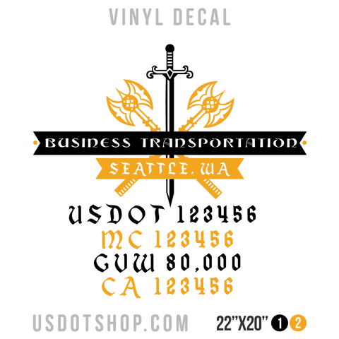 Truck Door Decal, Company Name, Location, USDOT, MC, GVW, CA