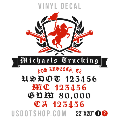 Truck Door Decal, Company Name, Location, USDOT, MC, GVW, CA
