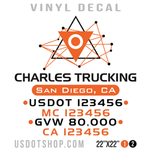 Truck Door Decal, Company Name, Location, USDOT, MC, GVW, CA