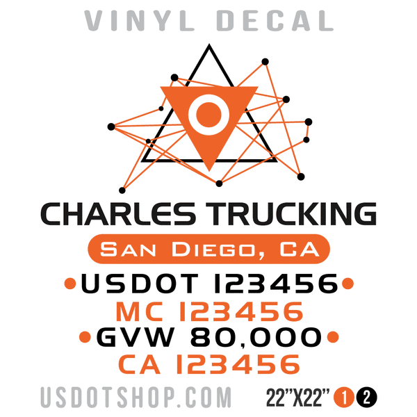 Truck Door Decal, Company Name, Location, USDOT, MC, GVW, CA