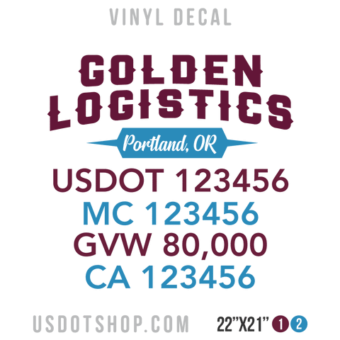 Truck Door Decal, Company Name, Location, USDOT, MC, GVW, CA