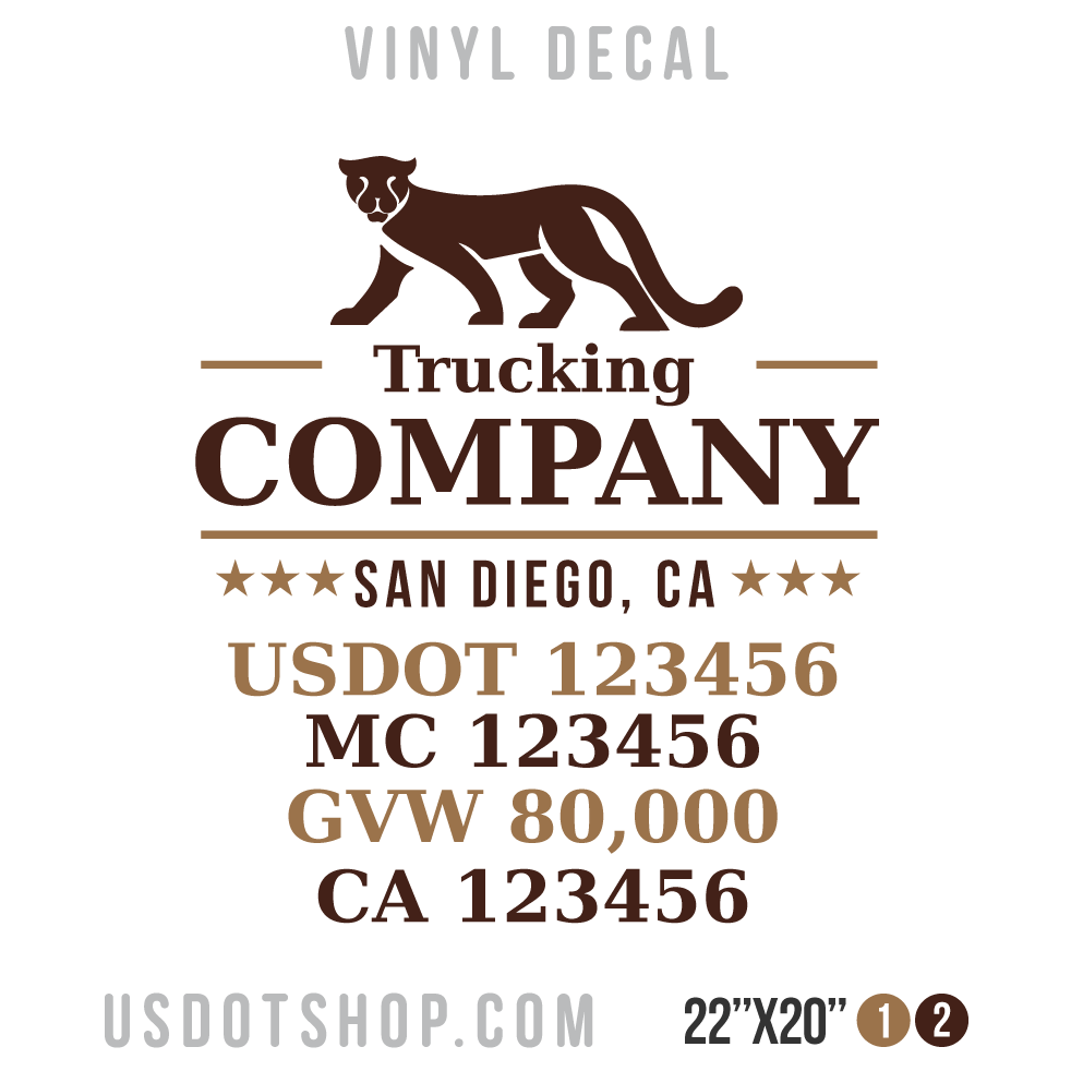 Truck Door Decal, Company Name, Location, USDOT, MC, GVW, CA