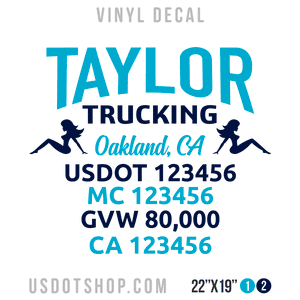 Truck Door Decal, Company Name, Location, USDOT, MC, GVW, CA