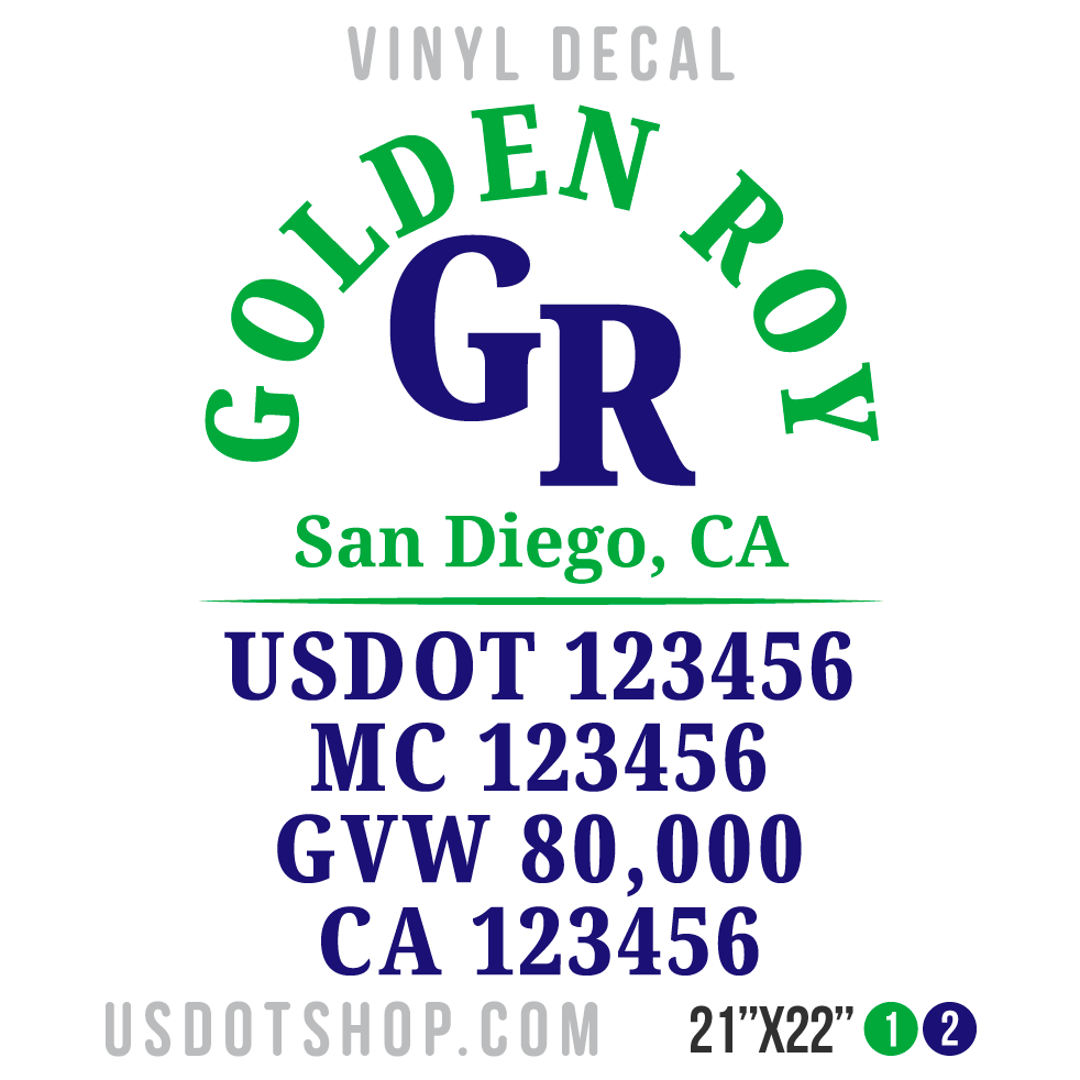 Truck Door Decal, Company Name, Location, USDOT, MC, GVW, CA