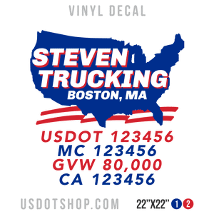 Truck Door Decal, Company Name, Location, USDOT, MC, GVW, CA