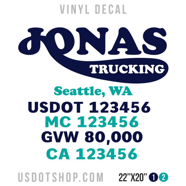 Truck Door Decal, Company Name, Location, USDOT, MC, GVW, CA