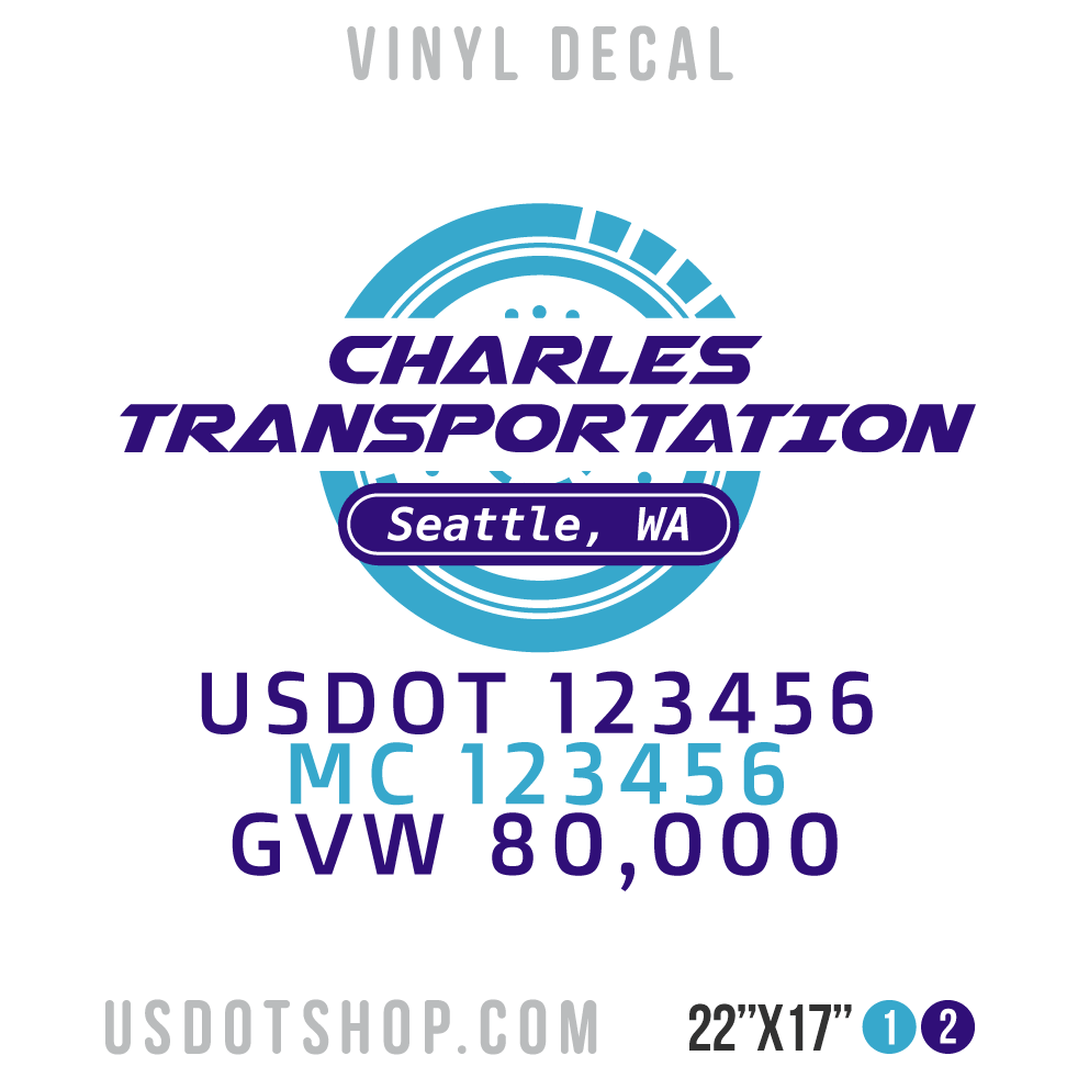 Truck Door Decal, Company Name, Location, USDOT, MC, GVW