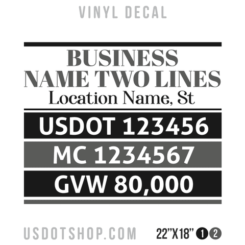 Truck Door Decal, Company Name, Location, USDOT, MC, GVW