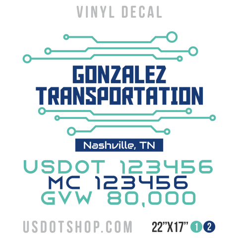 Truck Door Decal, Company Name, Location, USDOT, MC, GVW