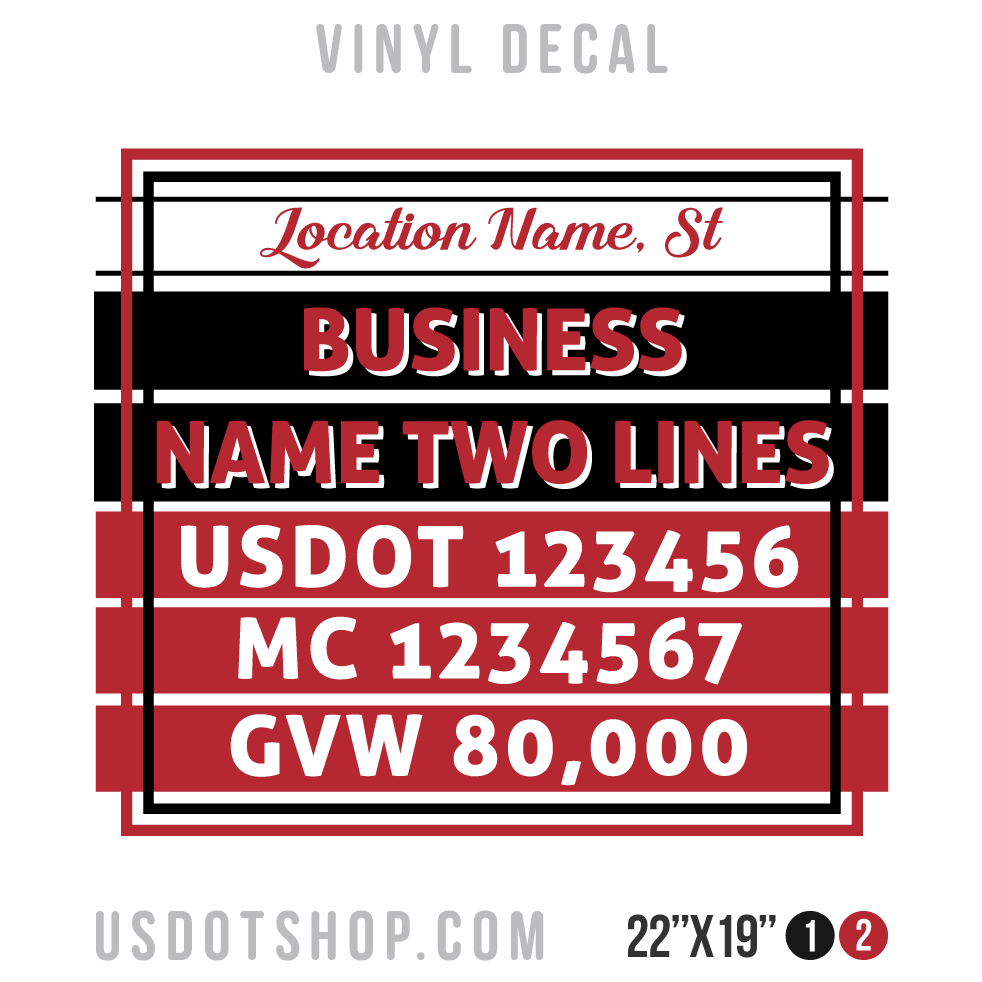 Truck Door Decal, Company Name, Location, USDOT, MC, GVW