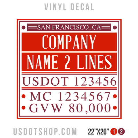 Truck Door Decal, Company Name, Location, USDOT, MC, GVW