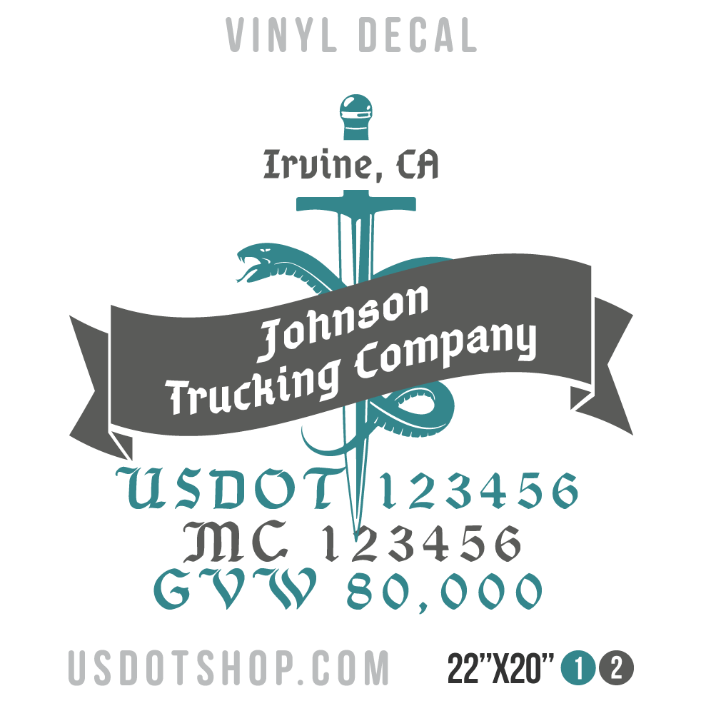 Truck Door Decal, Company Name, Location, USDOT, MC, GVW