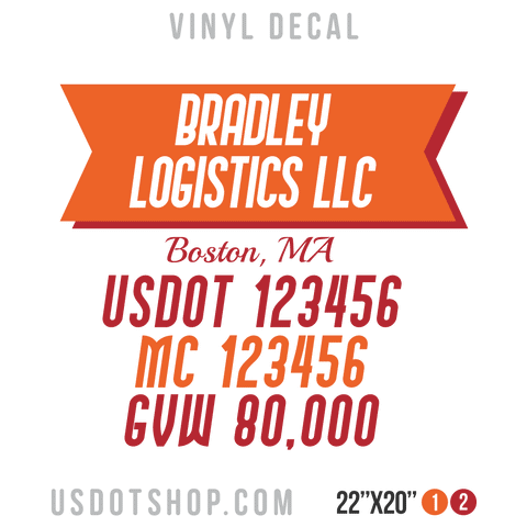 Truck Door Decal, Company Name, Location, USDOT, MC, GVW