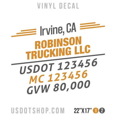 Truck Door Decal, Company Name, Location, USDOT, MC, GVW