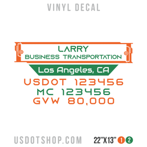 Truck Door Decal, Company Name, Location, USDOT, MC, GVW