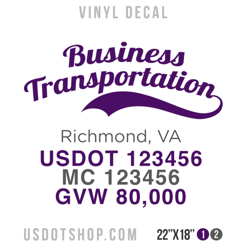 Truck Door Decal, Company Name, Location, USDOT, MC, GVW