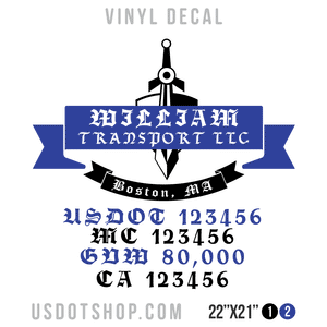 Truck Door Decal, Company Name, Location, USDOT, MC, GVW, CA