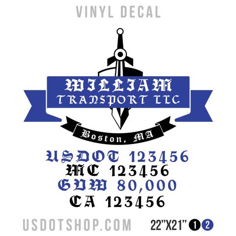 Truck Door Decal, Company Name, Location, USDOT, MC, GVW, CA
