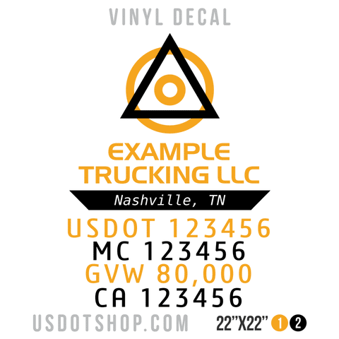 Truck Door Decal, Company Name, Location, USDOT, MC, GVW, CA